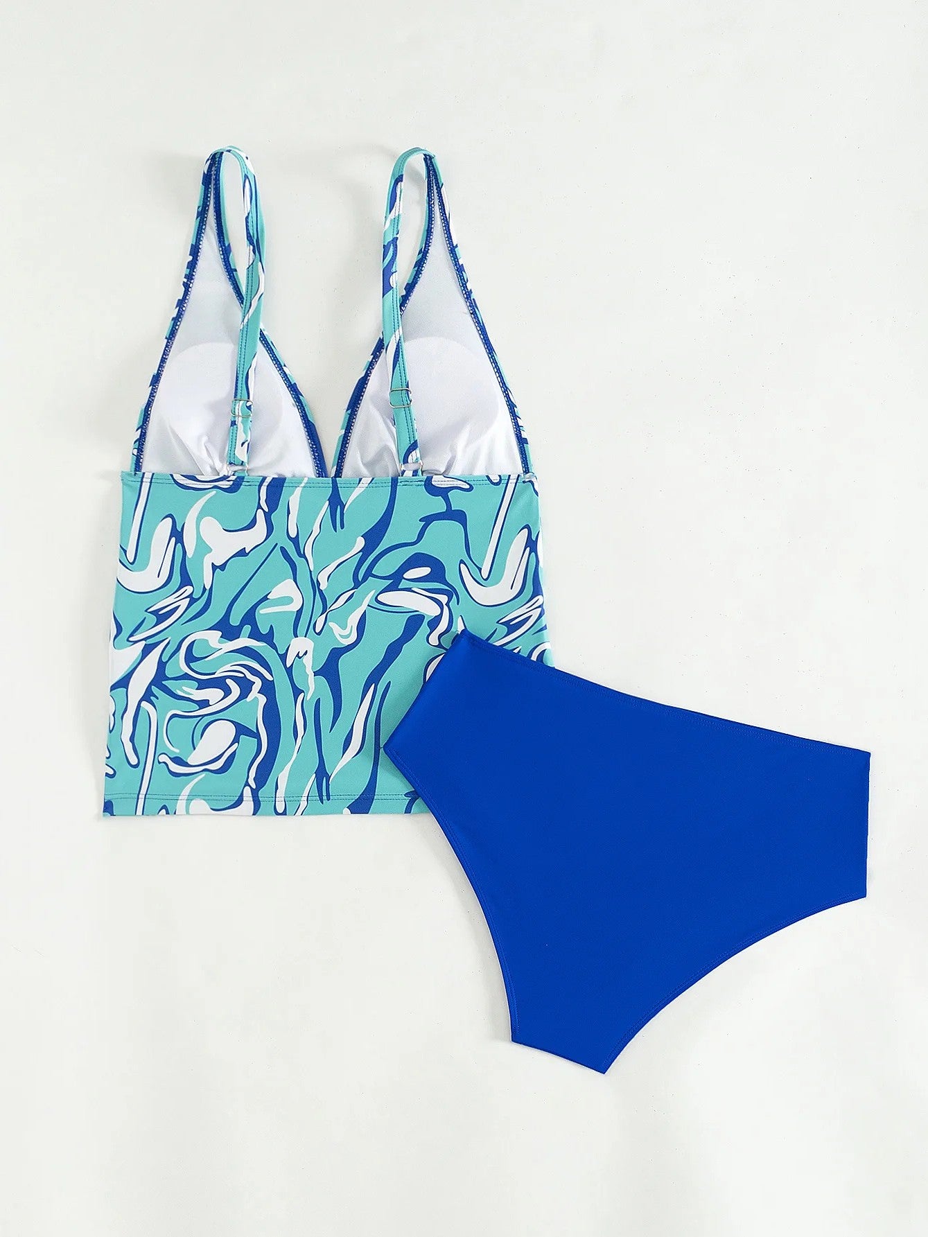 Printed Tankini With V-Neckline And Removable Padding
