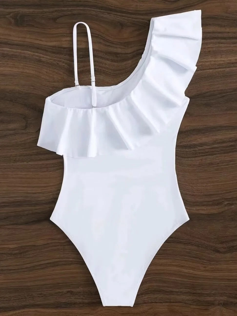 Asymmetrical Swimsuit With Ruffle Sheer Panels And Cutouts