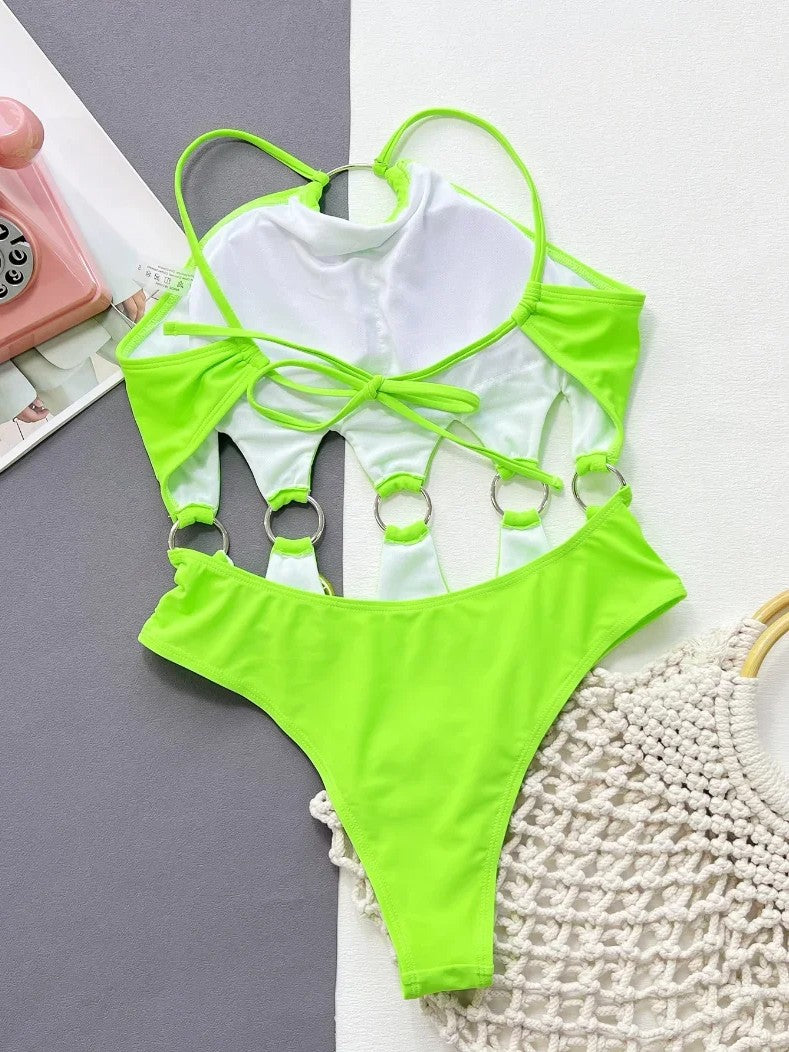 High-Cut Swimsuit With Cutouts And Side Rings