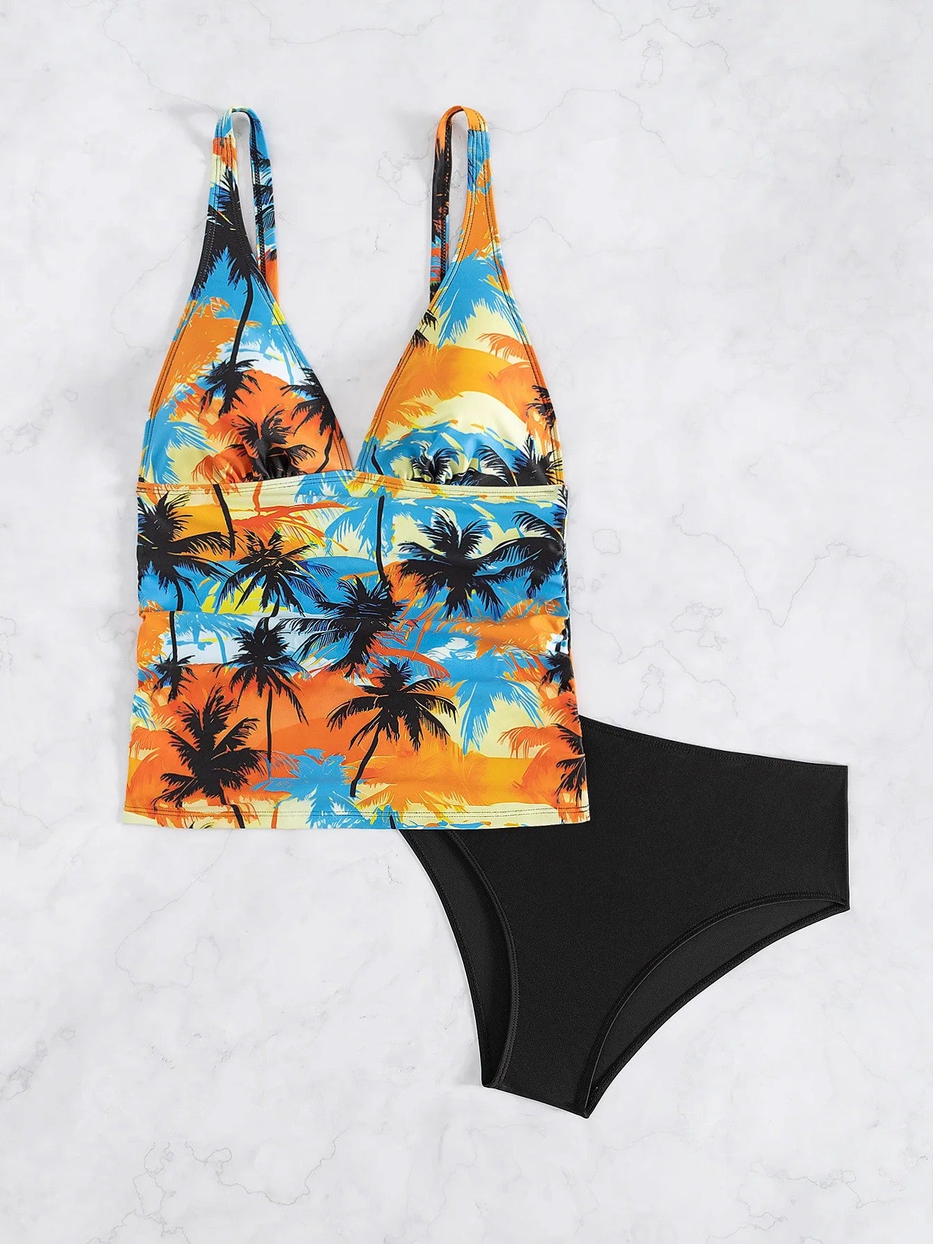 Printed Tankini With V-Neckline And Removable Padding