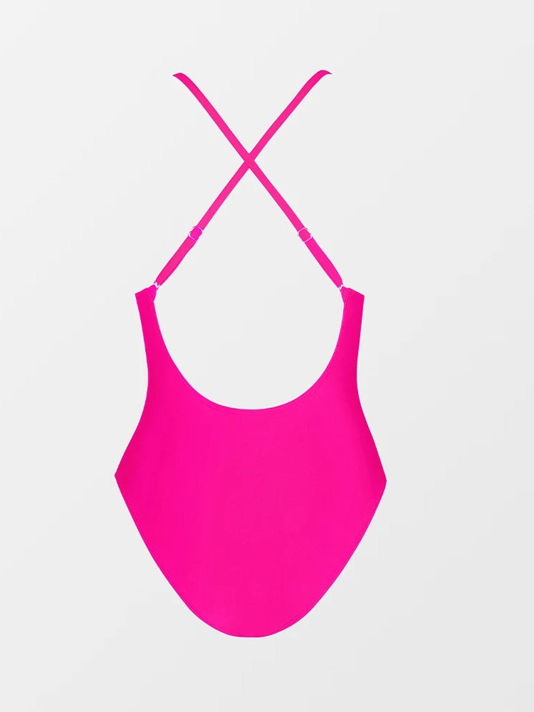 High-Cut Lycra Swimsuit With V-Neckline And Crossed Straps