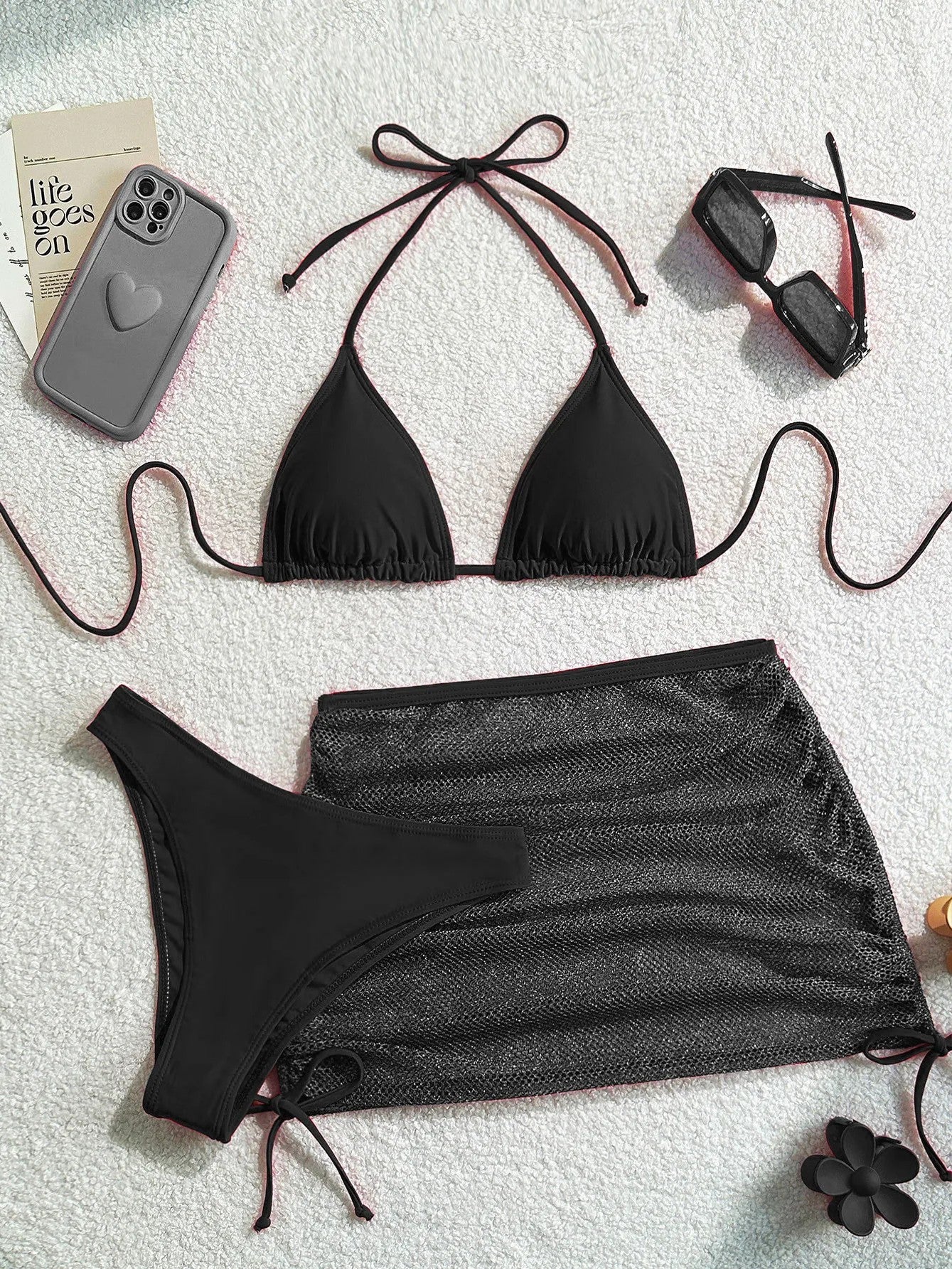 Triangle Bikini Set With Adjustable Sheer Skirt