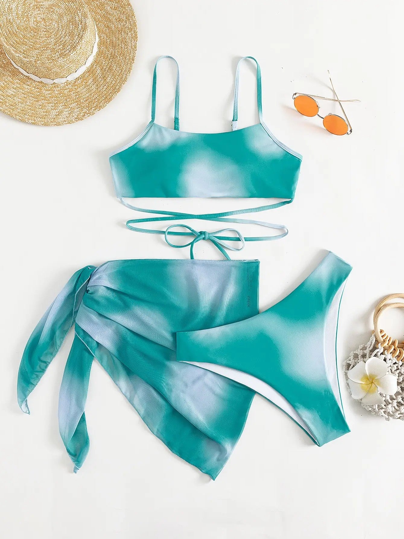Bikini Set With Tie And Wrap Cover-Up