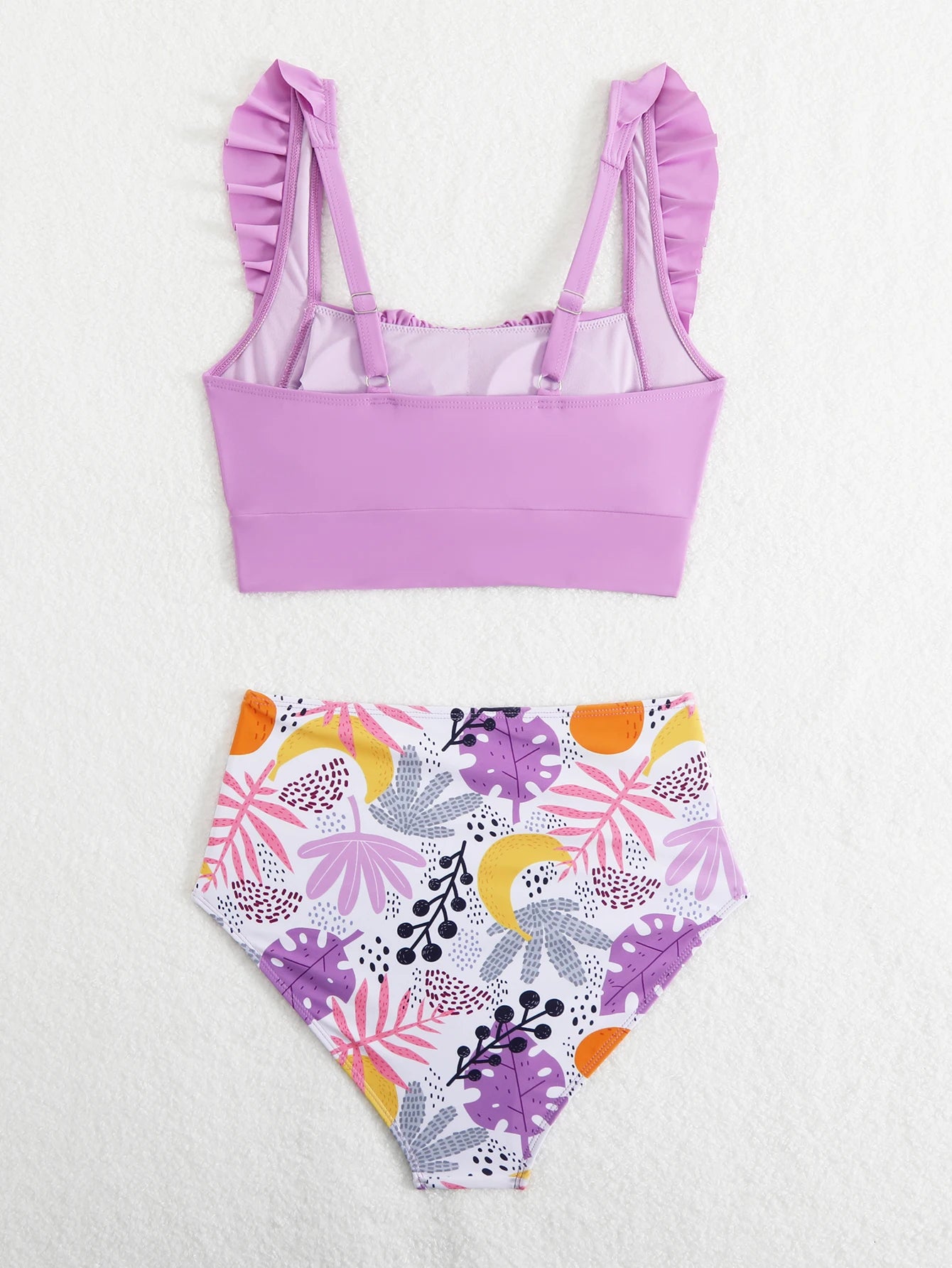 High-Waisted Printed Bikini With Ruffled Top