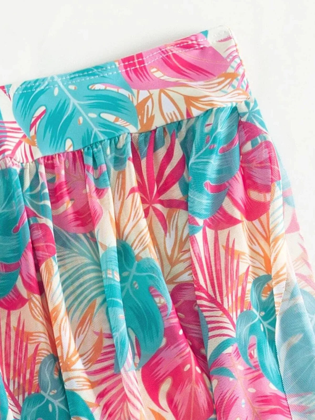 Bikini And Long Printed Tropical Cover-Up Set