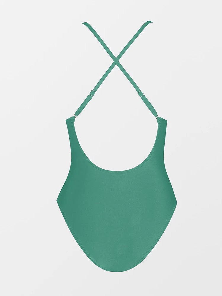 High-Cut Lycra Swimsuit With V-Neckline And Crossed Straps