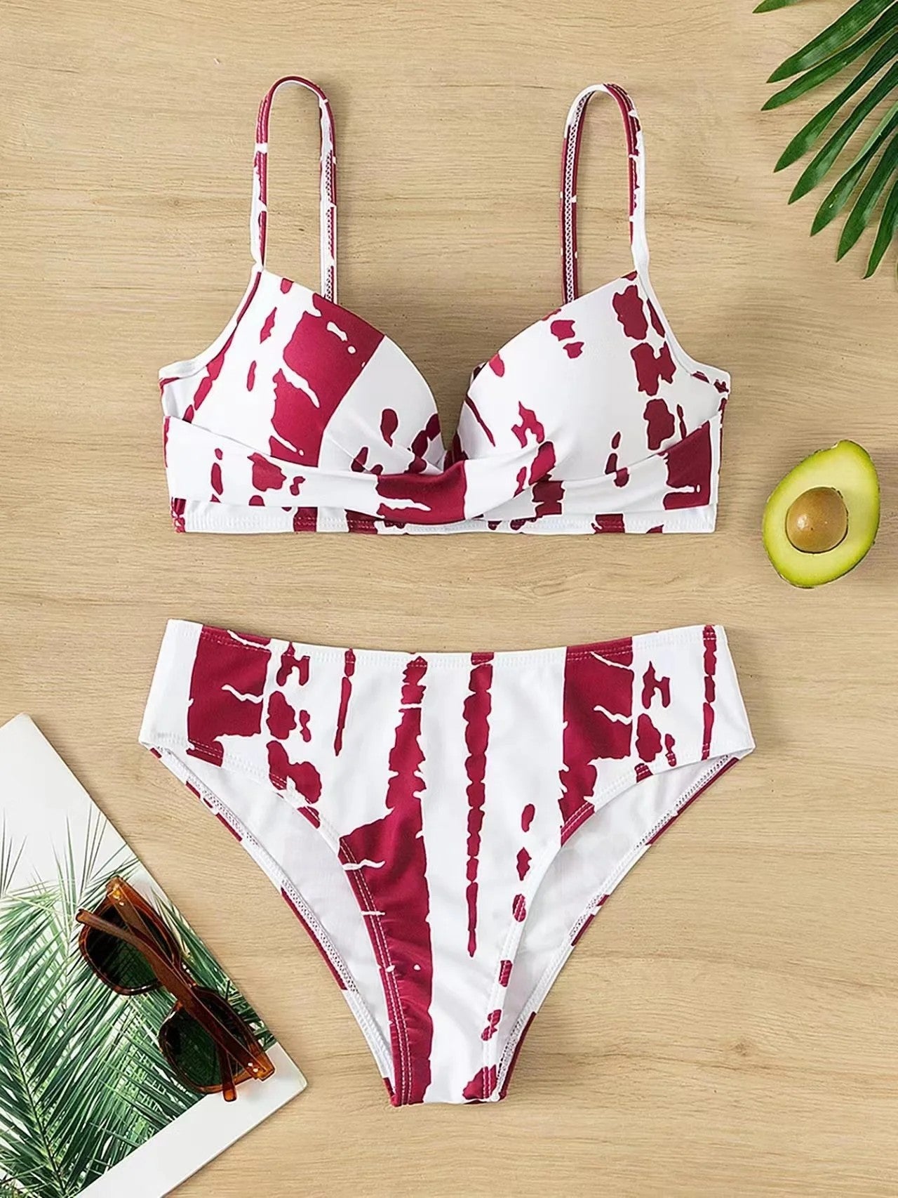 Printed Bikini With Structured Top And Twisted Detail
