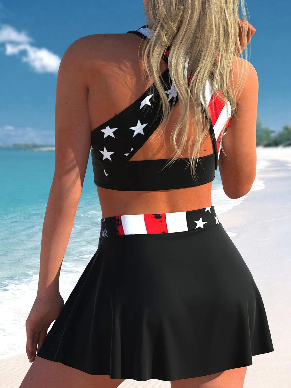 Halter Bikini Set With Skirt In Exclusive Print Style