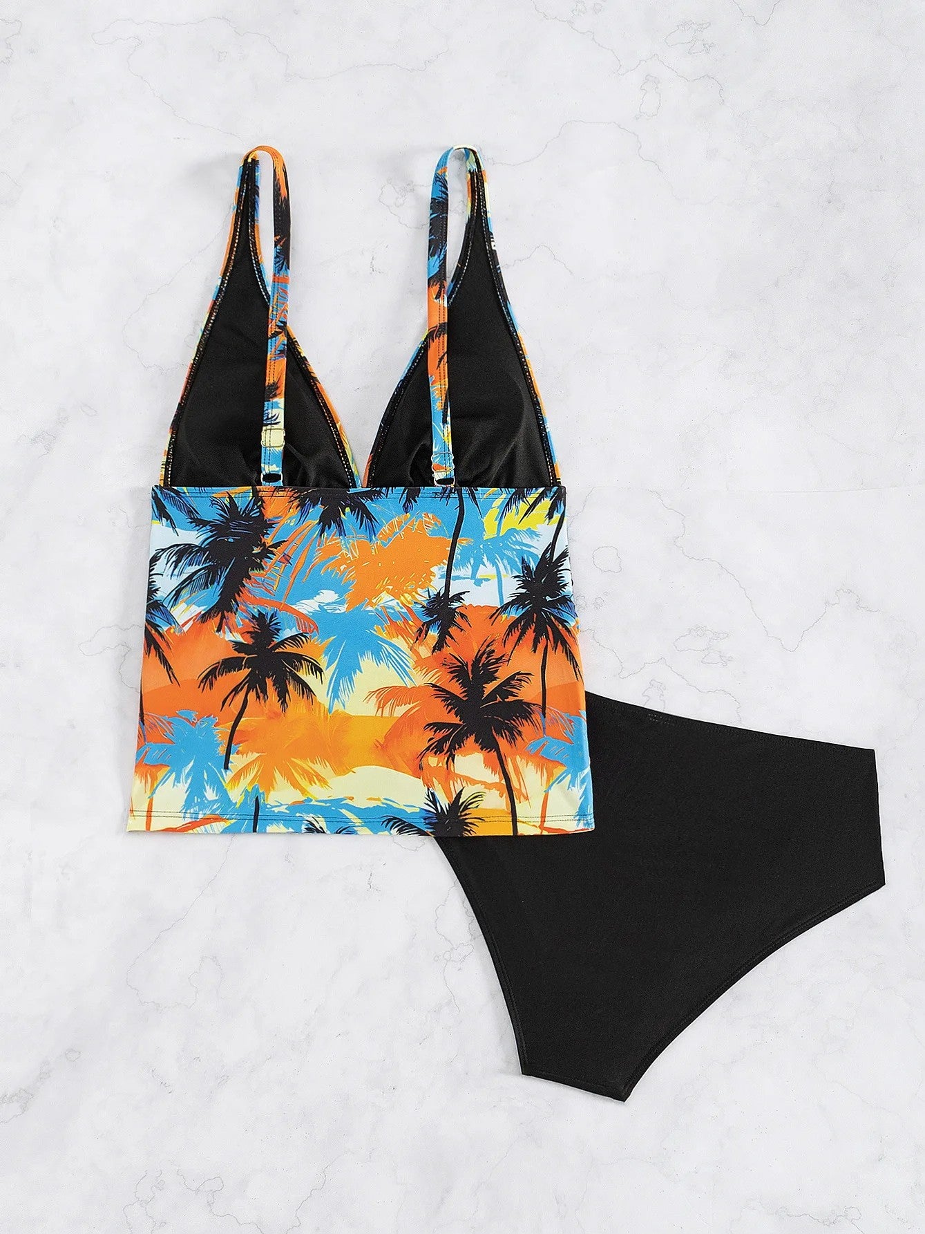 Printed Tankini With V-Neckline And Removable Padding