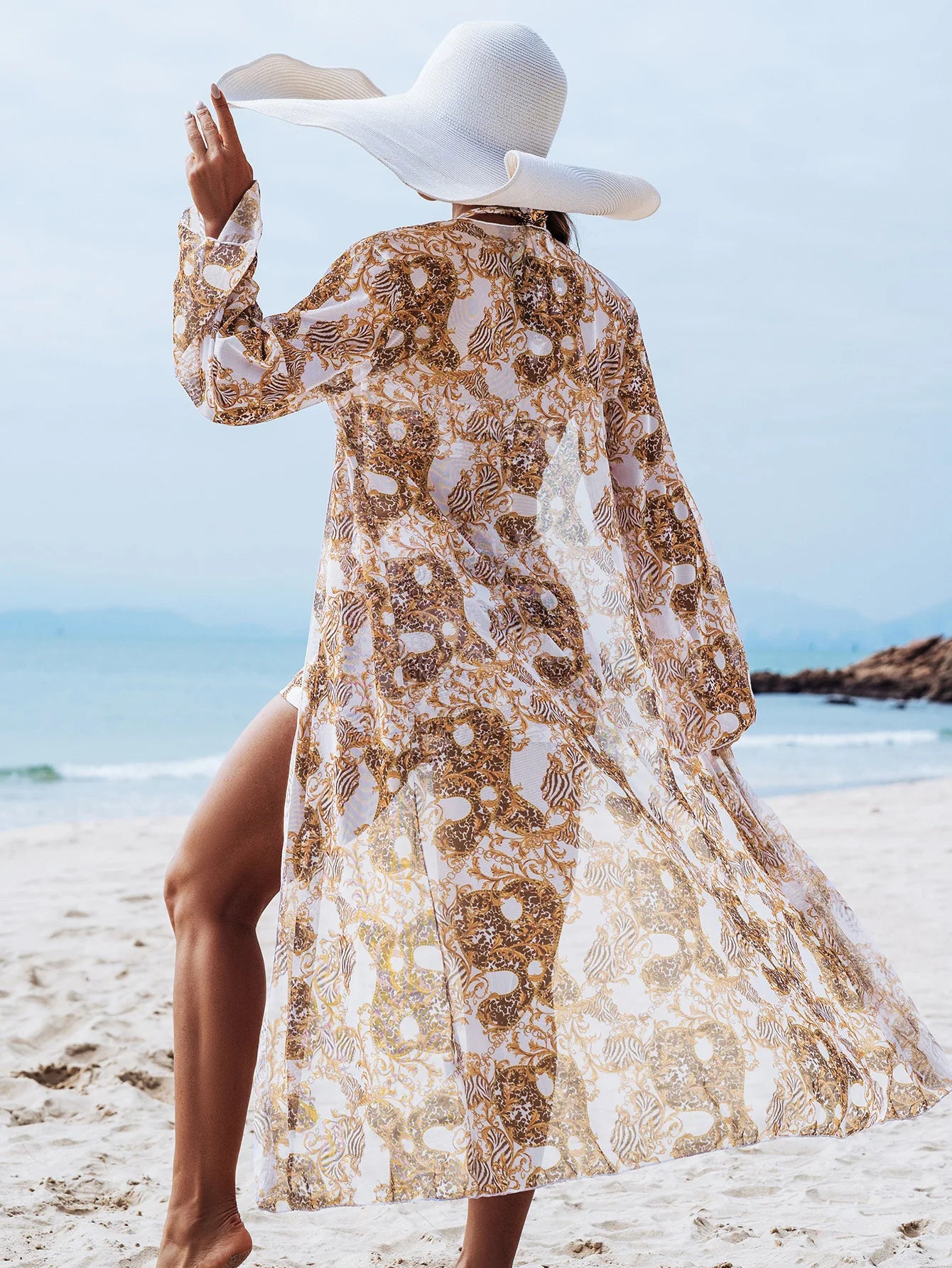 Top And Shorts Set With Printed Cover-Up