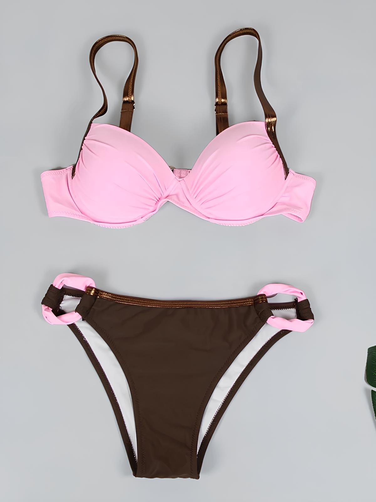 Two-Tone Bikini With Structured Padding And Draped Detail