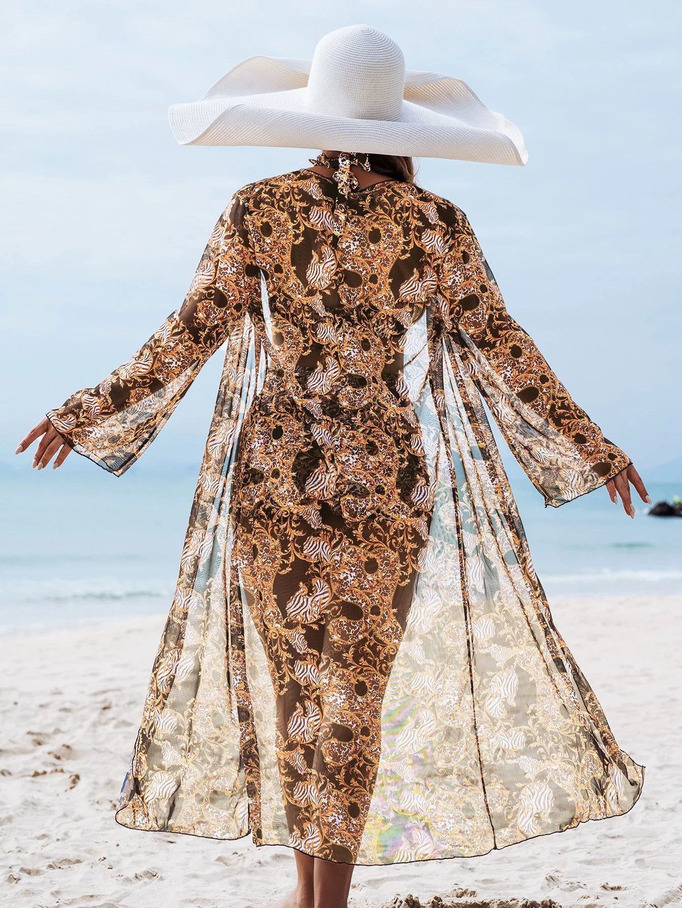 Top And Shorts Set With Printed Cover-Up