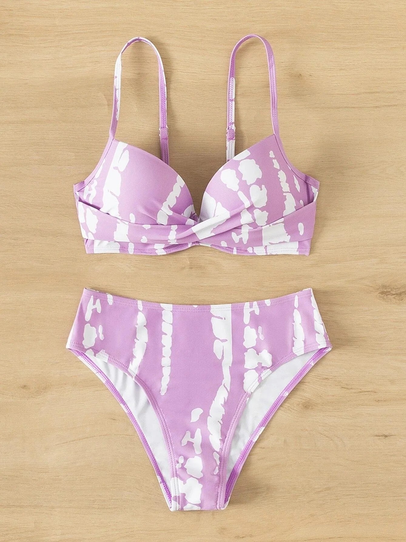 Printed Bikini With Structured Top And Twisted Detail
