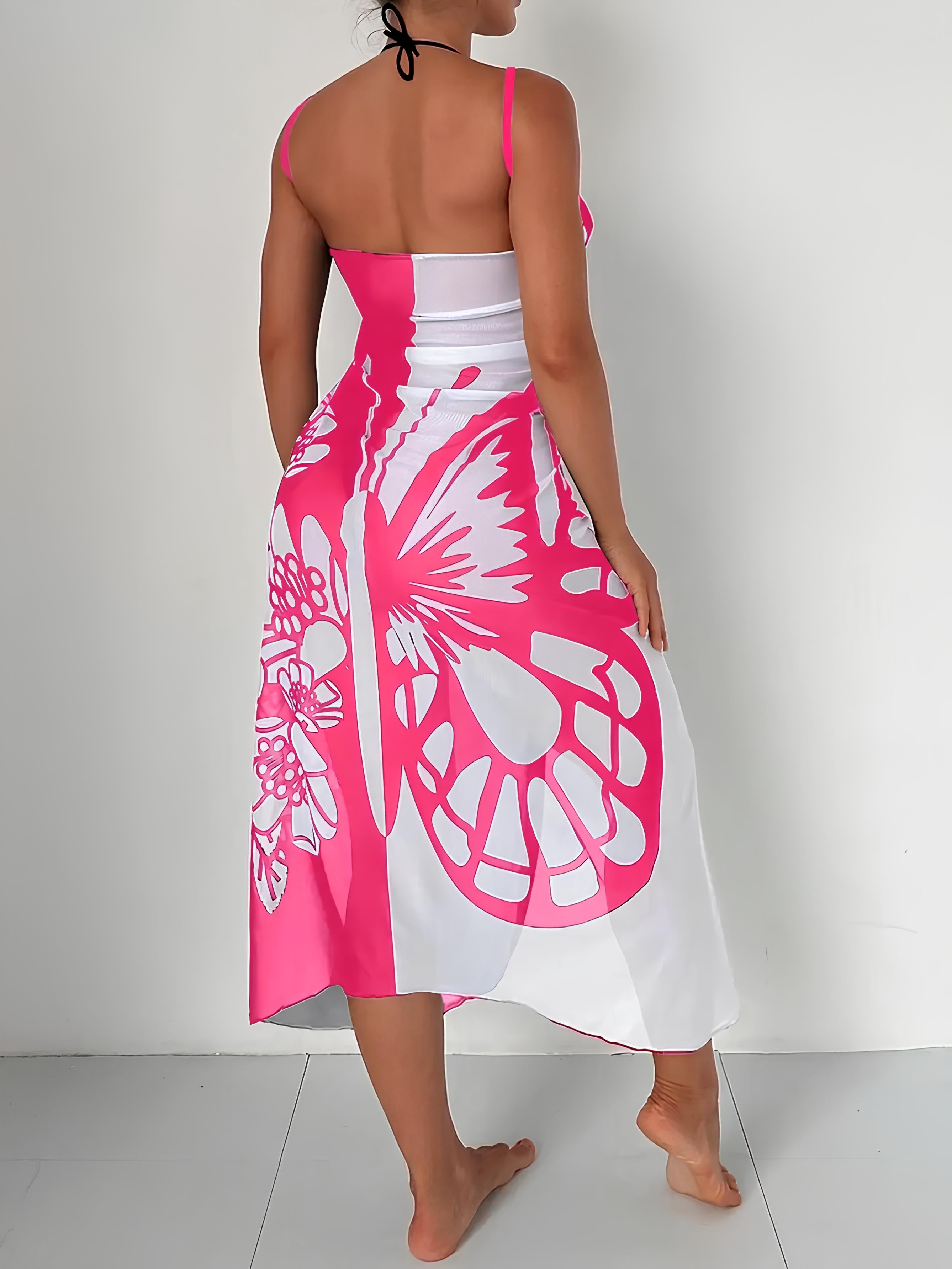 Butterfly Printed Cover-Up With Versatile Tie