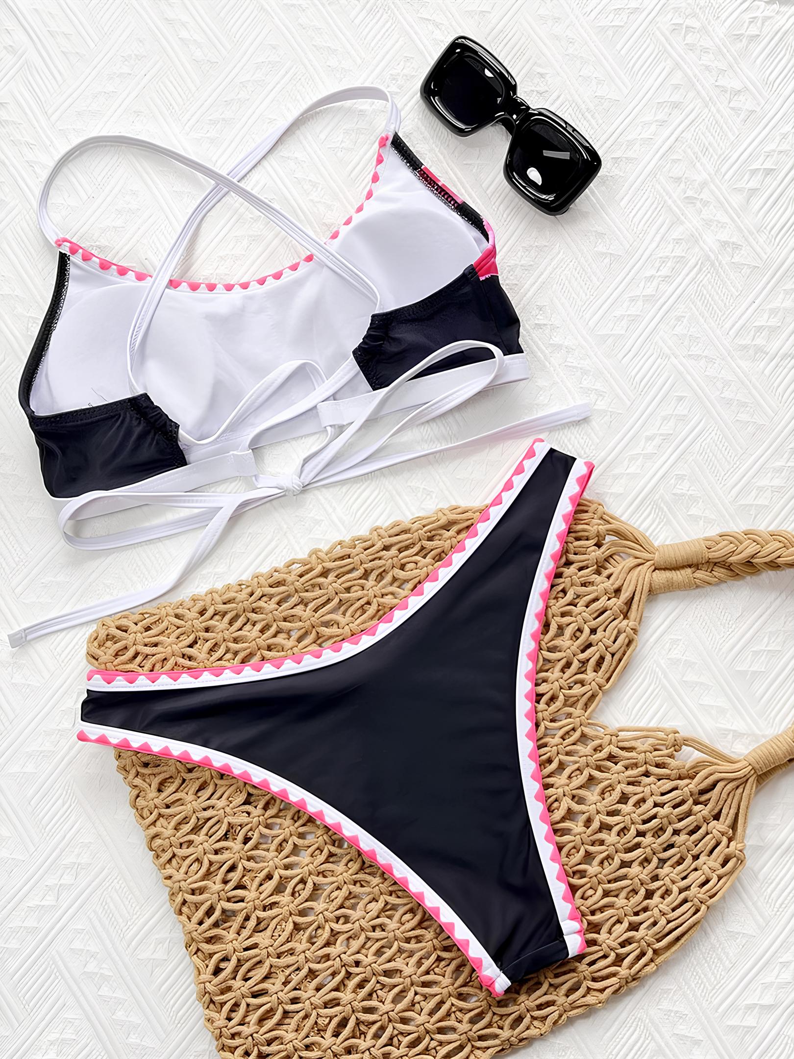 High-Waisted Printed Bikini With Thin Straps
