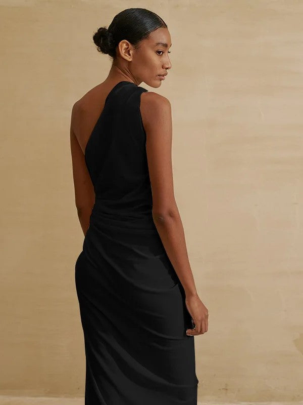 Asymmetrical Cover-Up With Draping And Side Slit