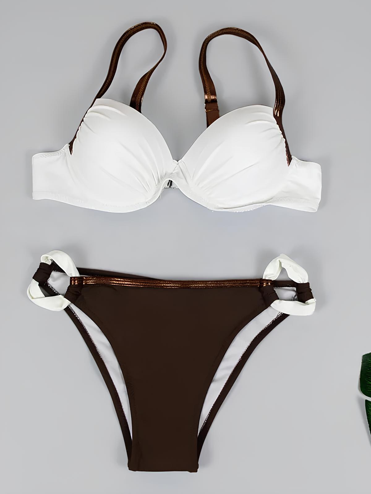 Two-Tone Bikini With Structured Padding And Draped Detail