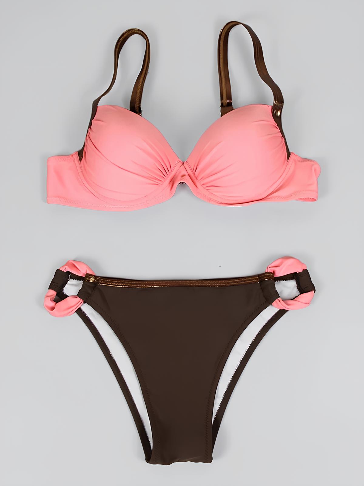 Two-Tone Bikini With Structured Padding And Draped Detail
