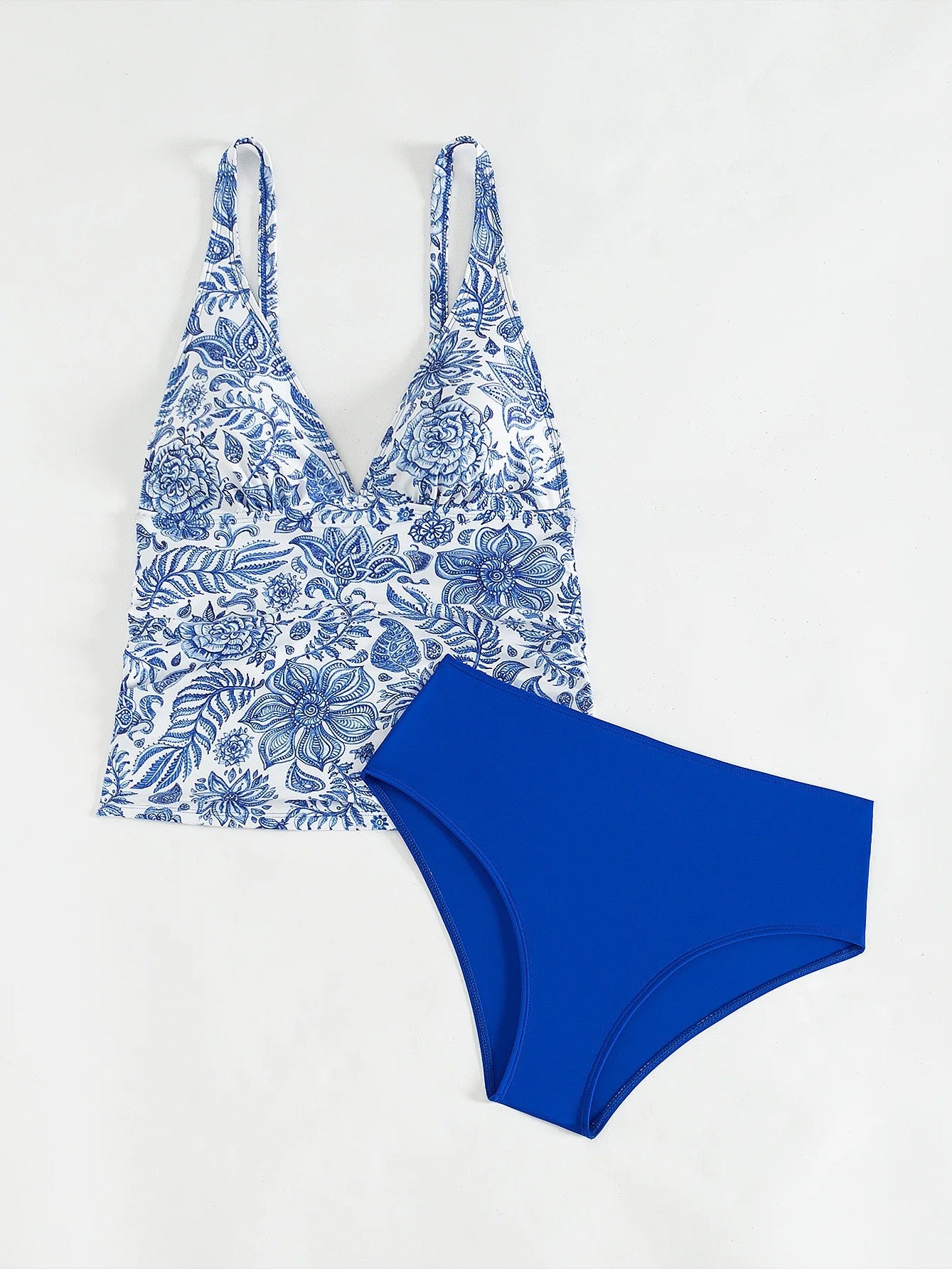 Printed Tankini With V-Neckline And Removable Padding