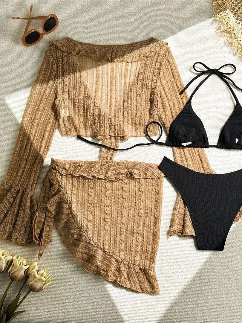 Triangle Bikini Set With Top And Tulle Skirt