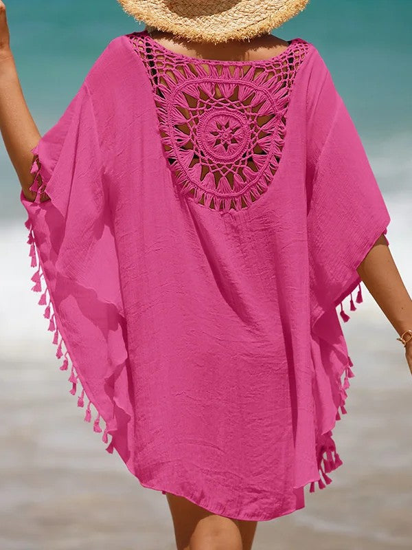 Short Cover-Up With Crochet And Handmade Fringe