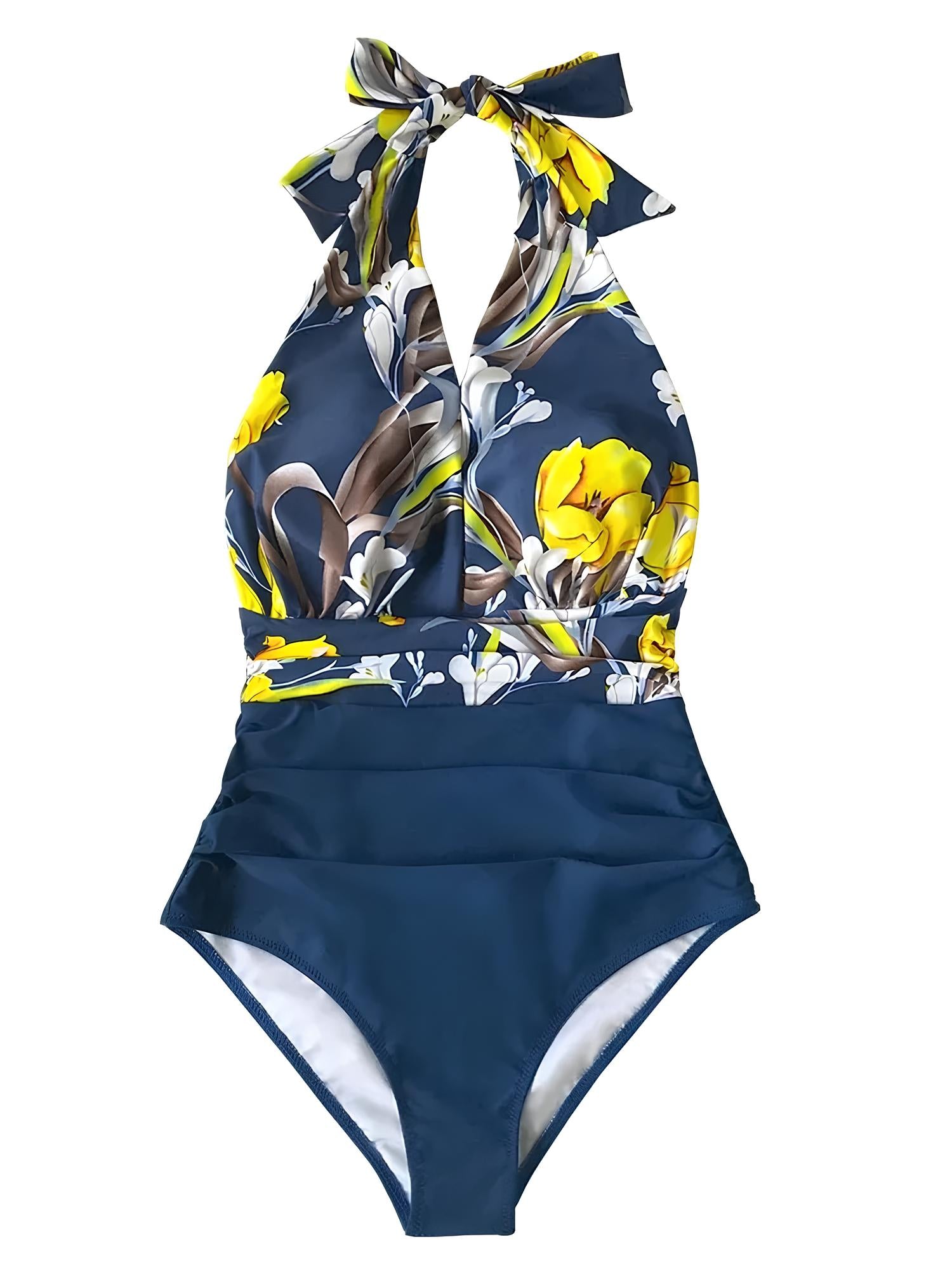 Swimsuit With Deep V-Neckline And Draped Fit