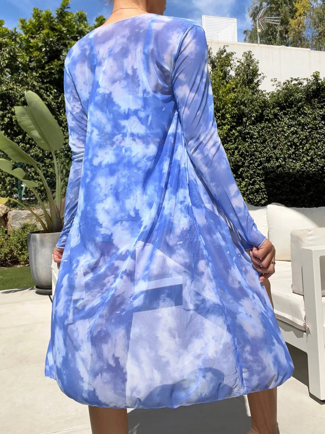 Bikini Set With Shorts And Tropical Print Cover-Up