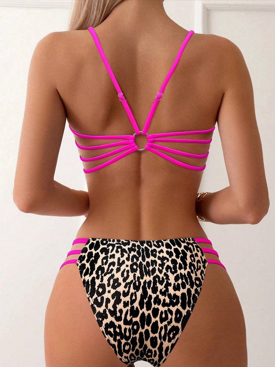 High-Waisted Animal Print Bikini With Side Details