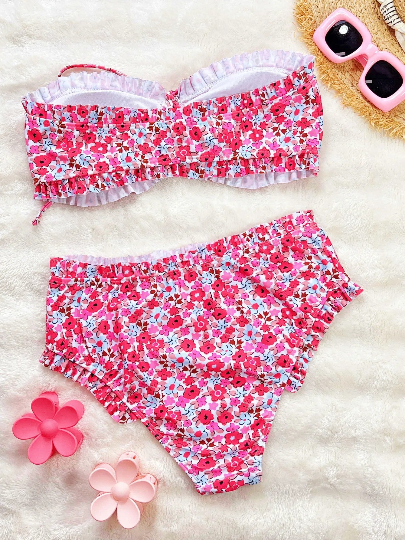 High-Waisted Printed Bikini With Delicate Ruffles