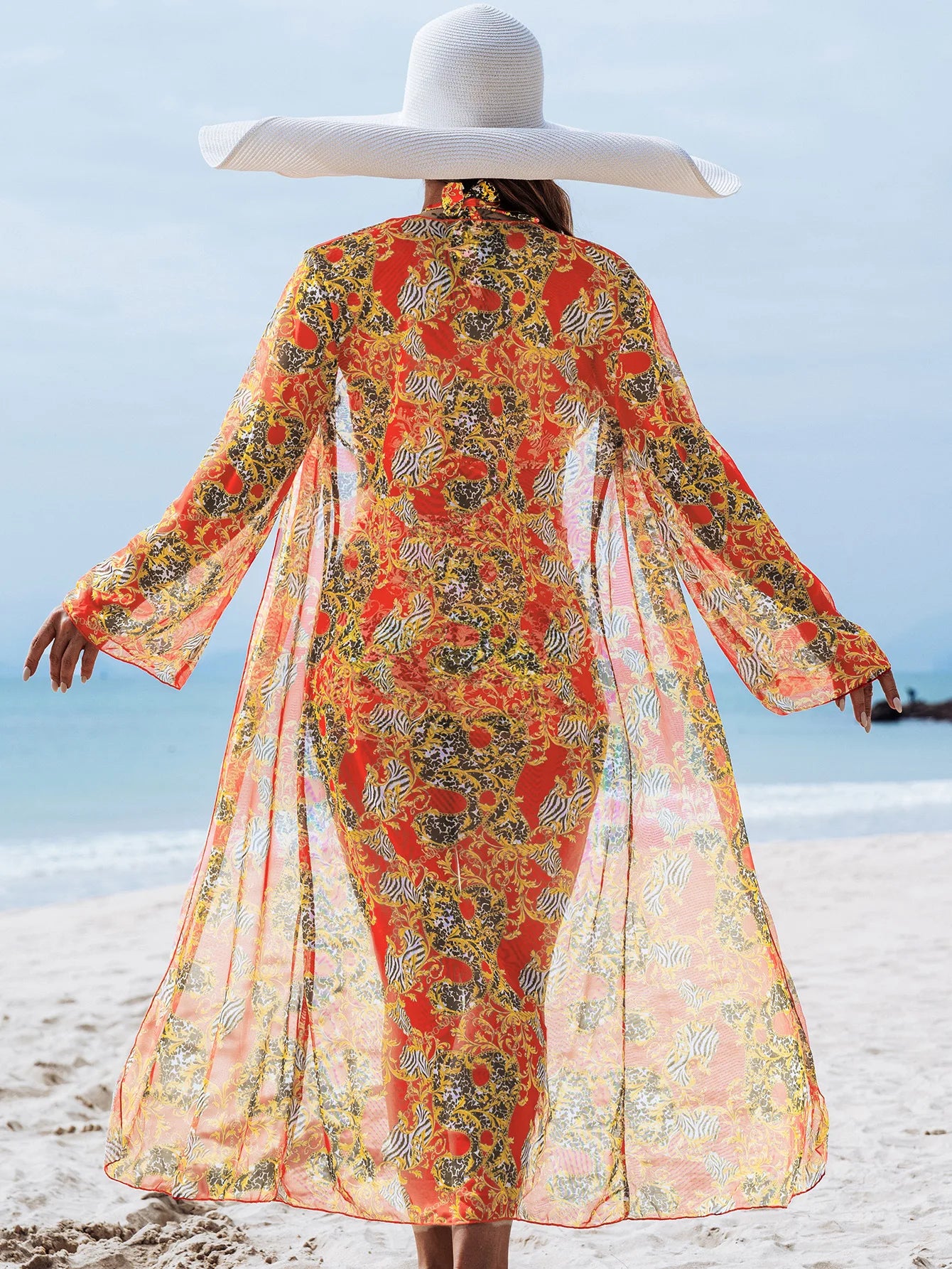 Top And Shorts Set With Printed Cover-Up