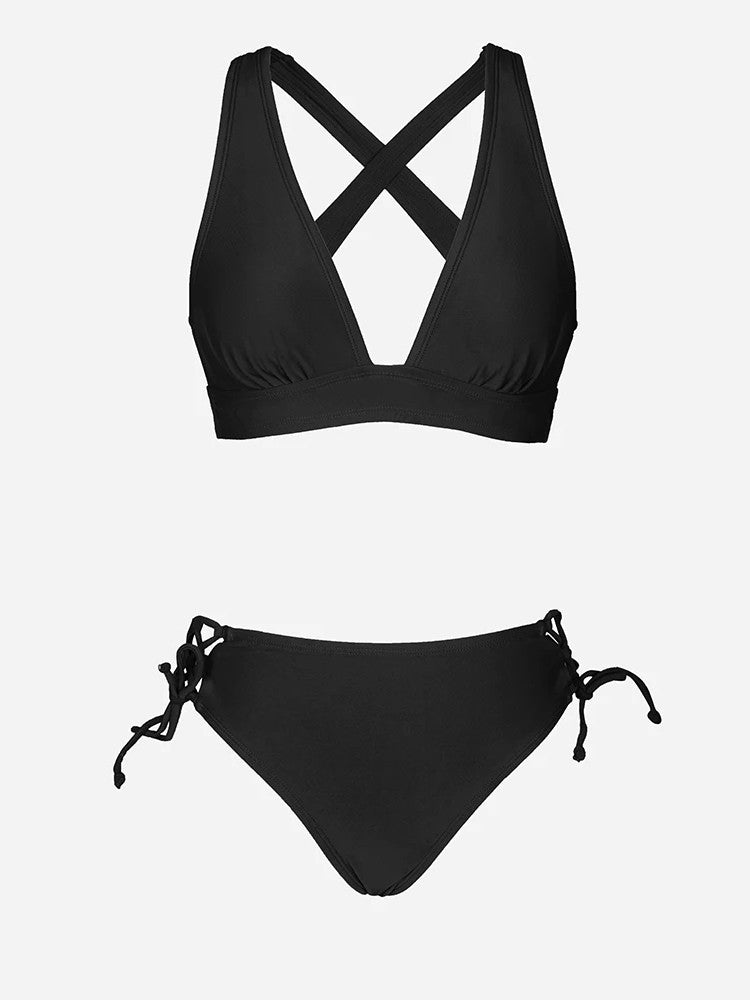 Bikini With Deep V-Neckline And Adjustable Sides