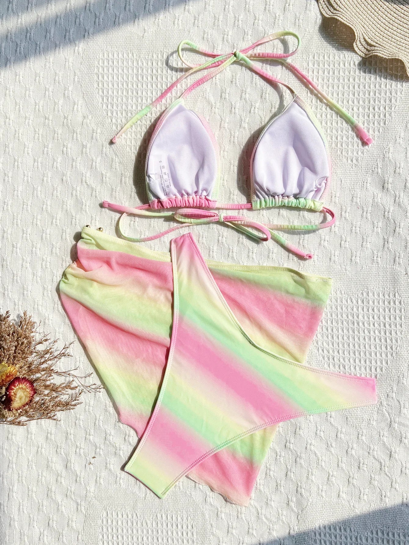 Triangle Bikini Set With Ombre Mini Skirt