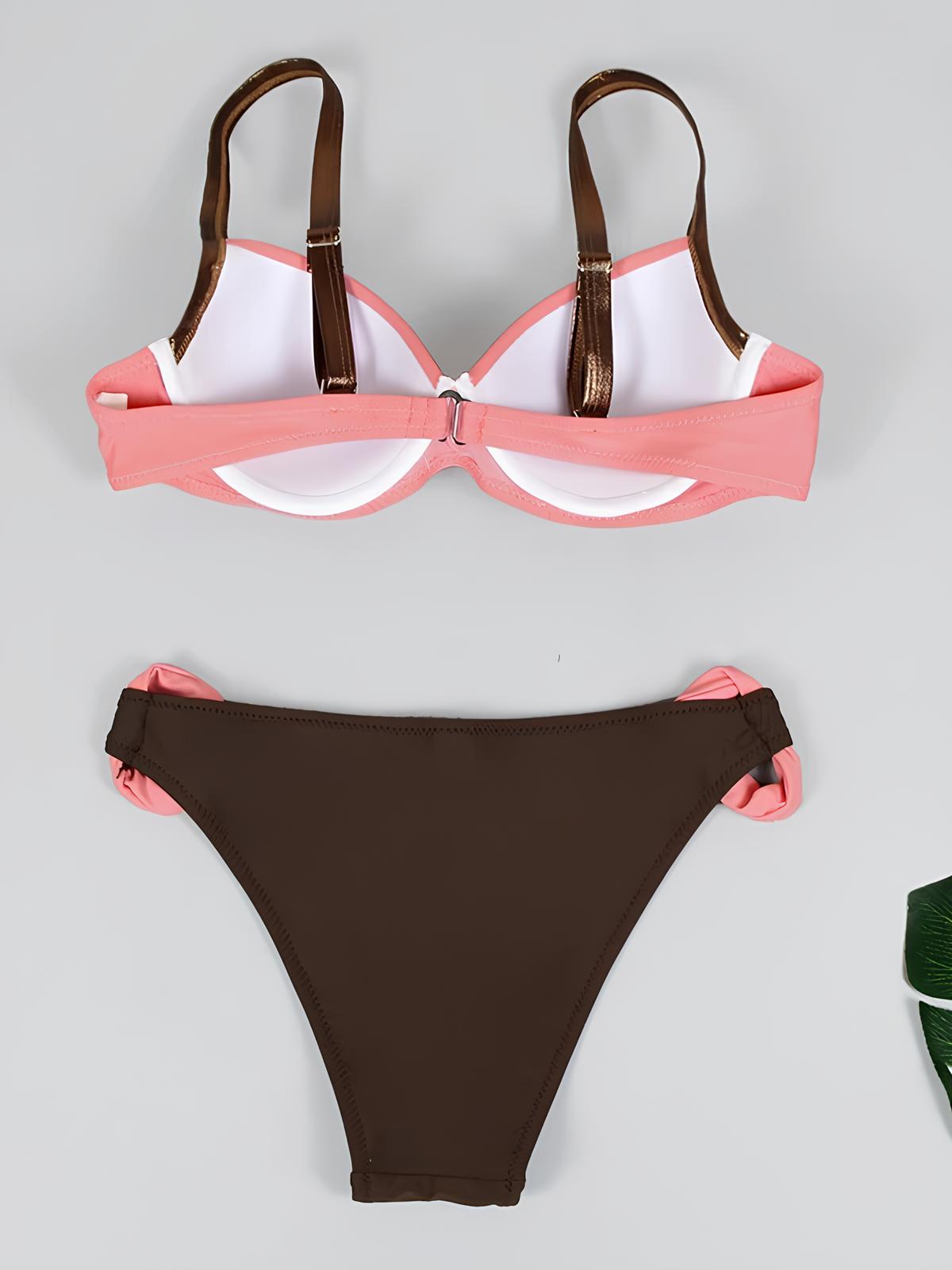 Two-Tone Bikini With Structured Padding And Draped Detail