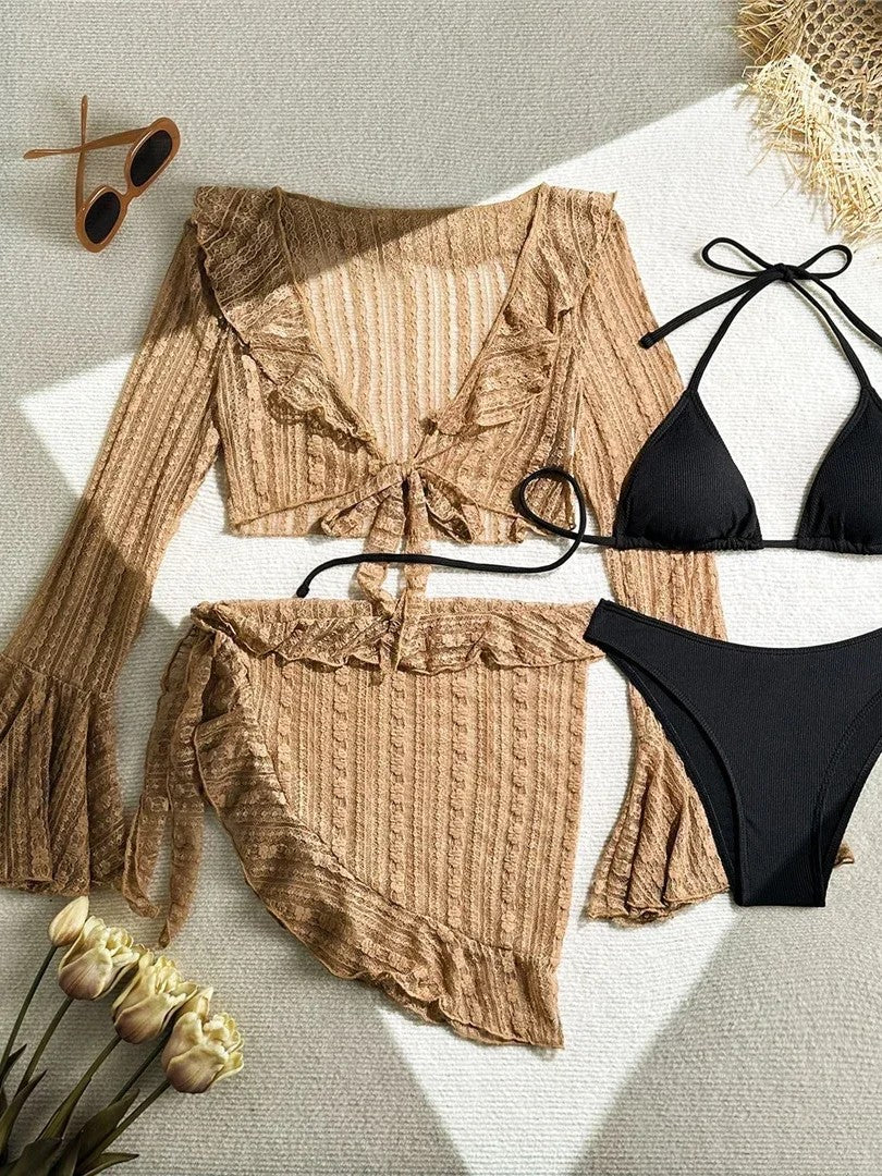 Triangle Bikini Set With Top And Tulle Skirt