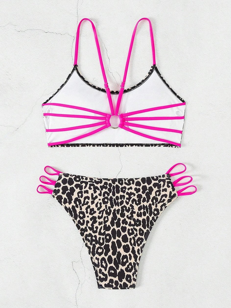 High-Waisted Animal Print Bikini With Side Details