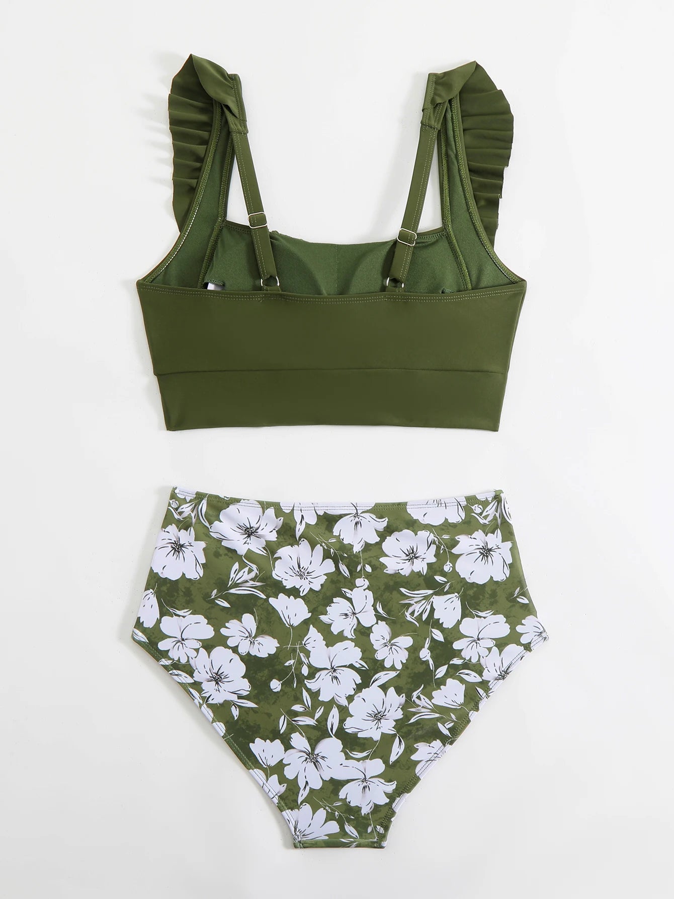 High-Waisted Printed Bikini With Ruffled Top