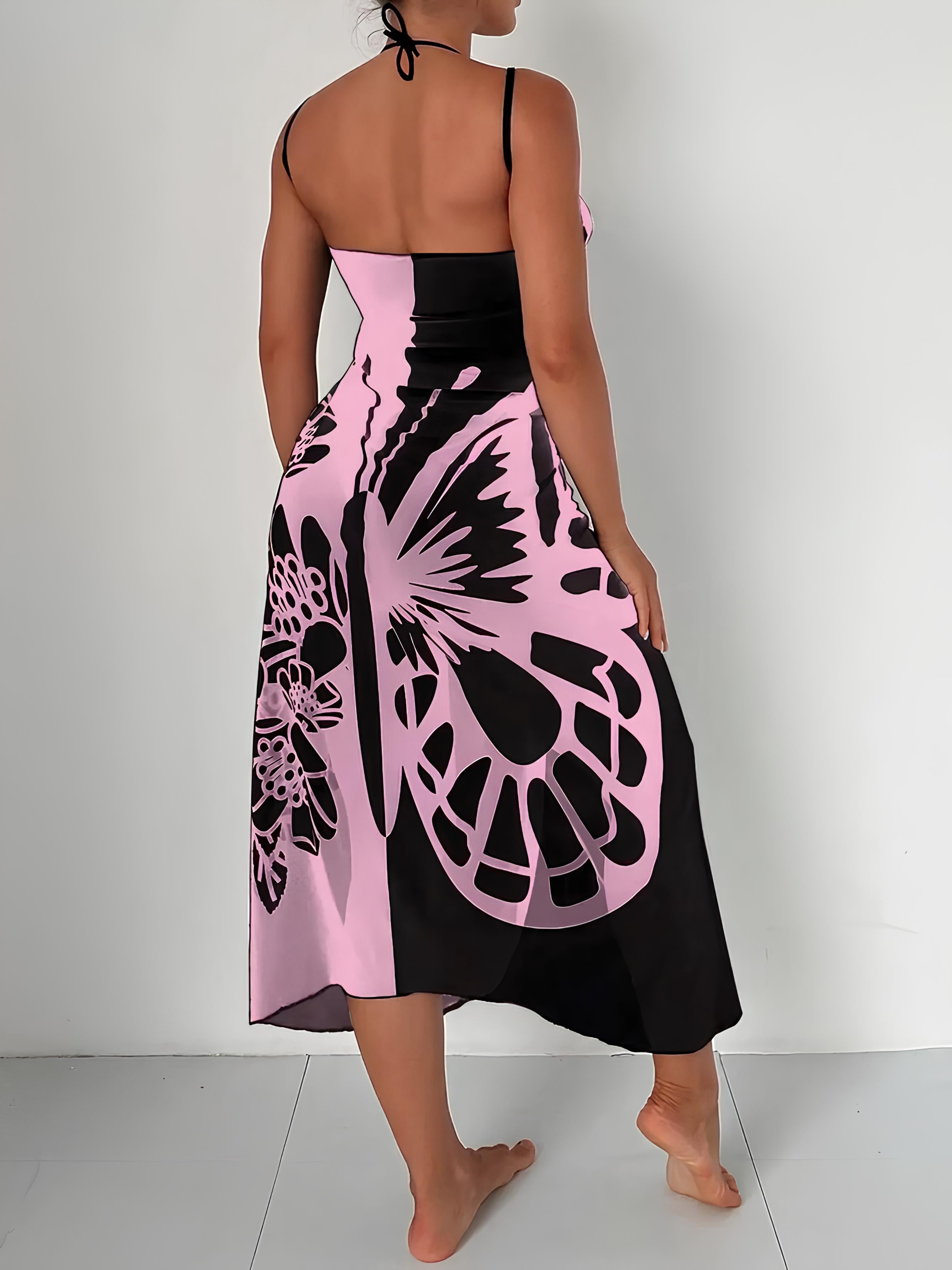 Butterfly Printed Cover-Up With Versatile Tie