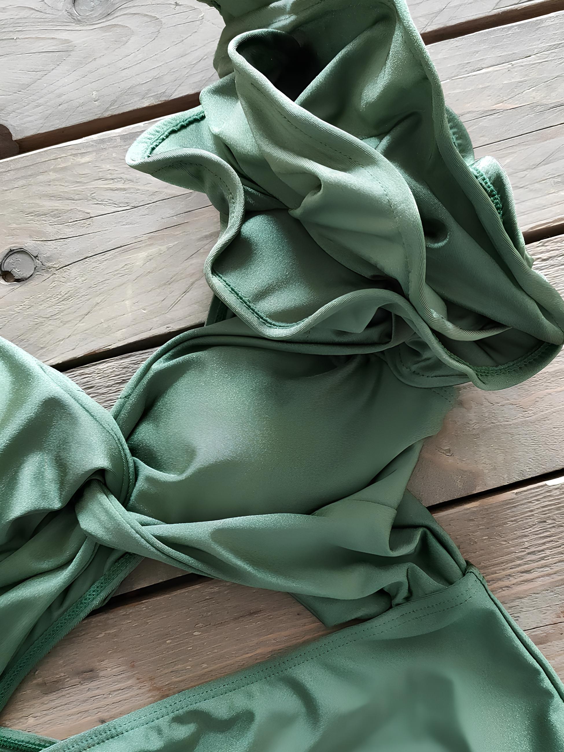 Swimsuit With Asymmetrical Cutouts And Structured Ruffle