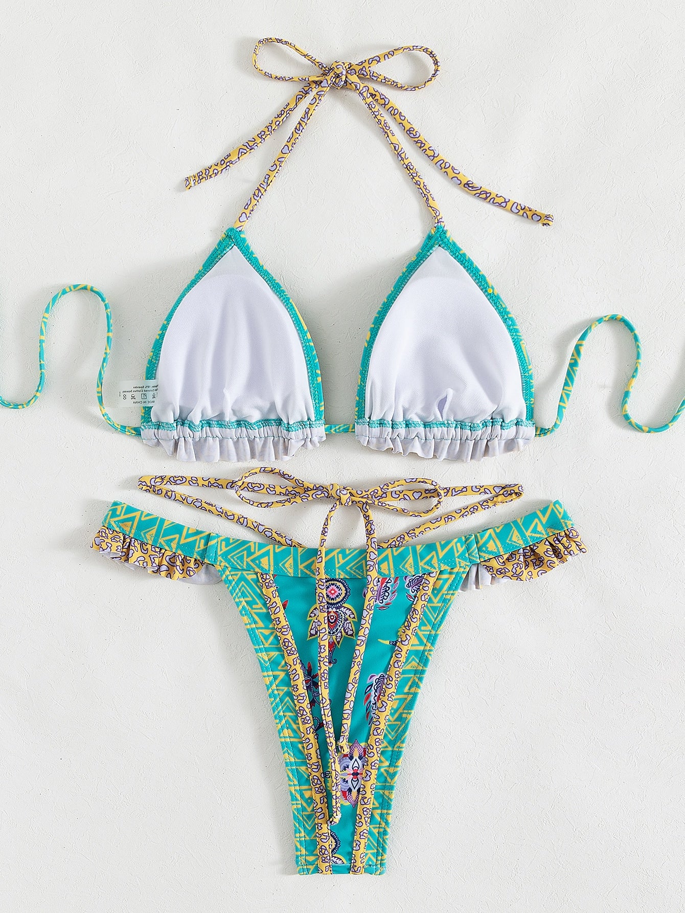 High-Waisted Printed Bikini With Delicate Ruffles