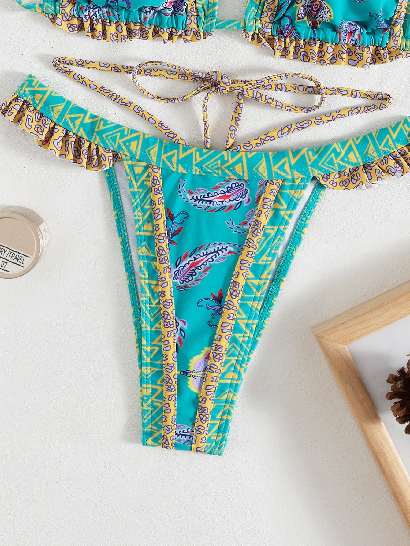 High-Waisted Printed Bikini With Delicate Ruffles