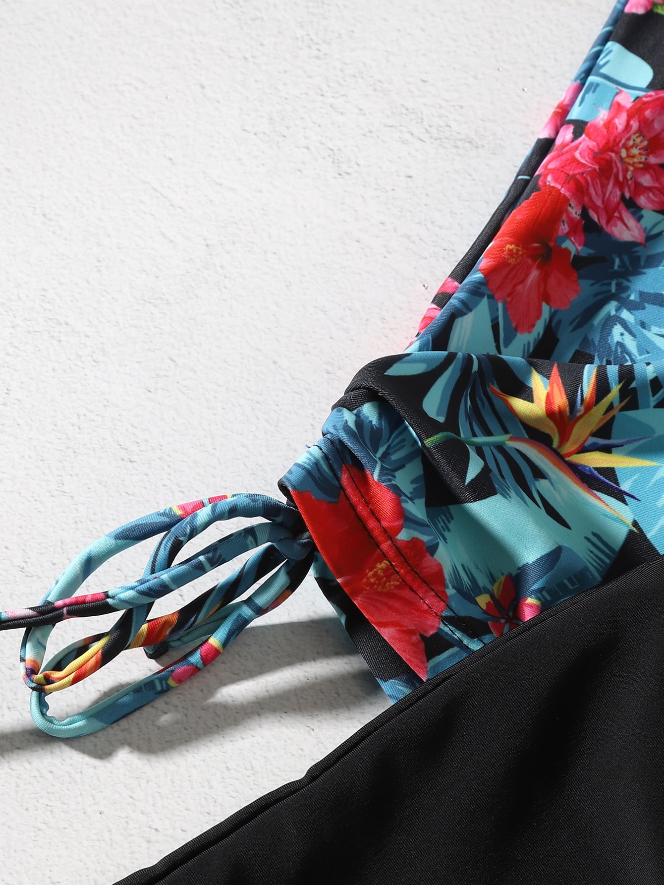 Floral Tankini With Integrated Shorts And Side Tie