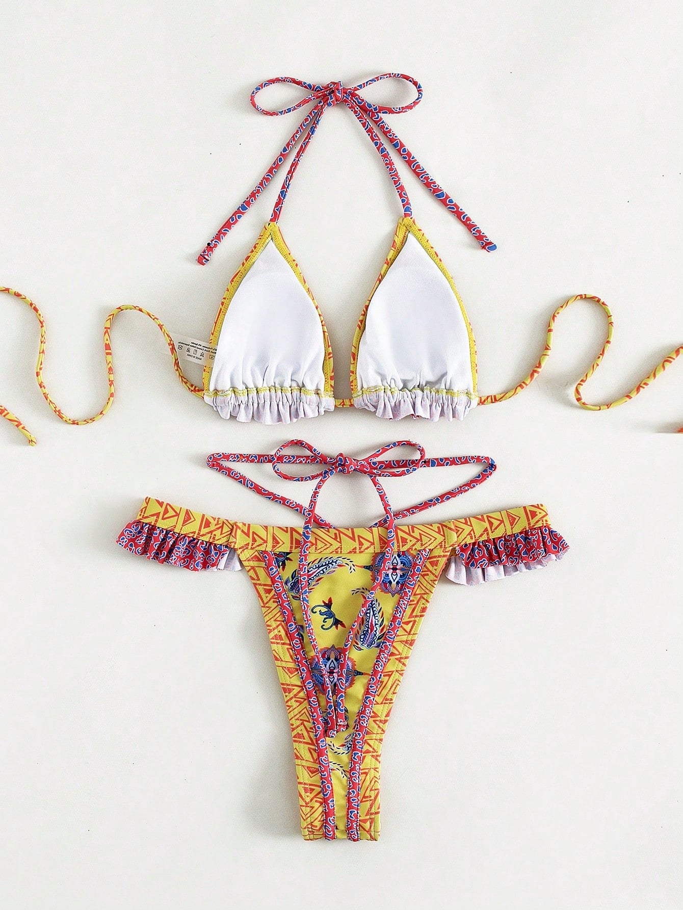 High-Waisted Printed Bikini With Delicate Ruffles
