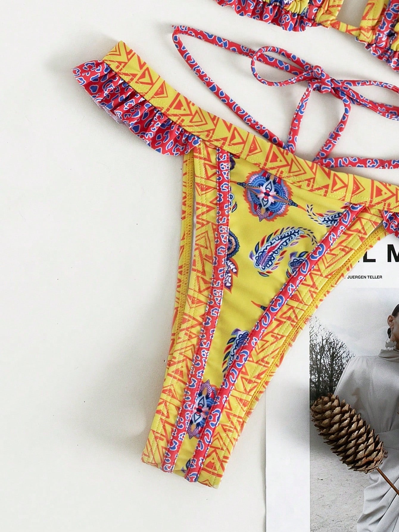 High-Waisted Printed Bikini With Delicate Ruffles
