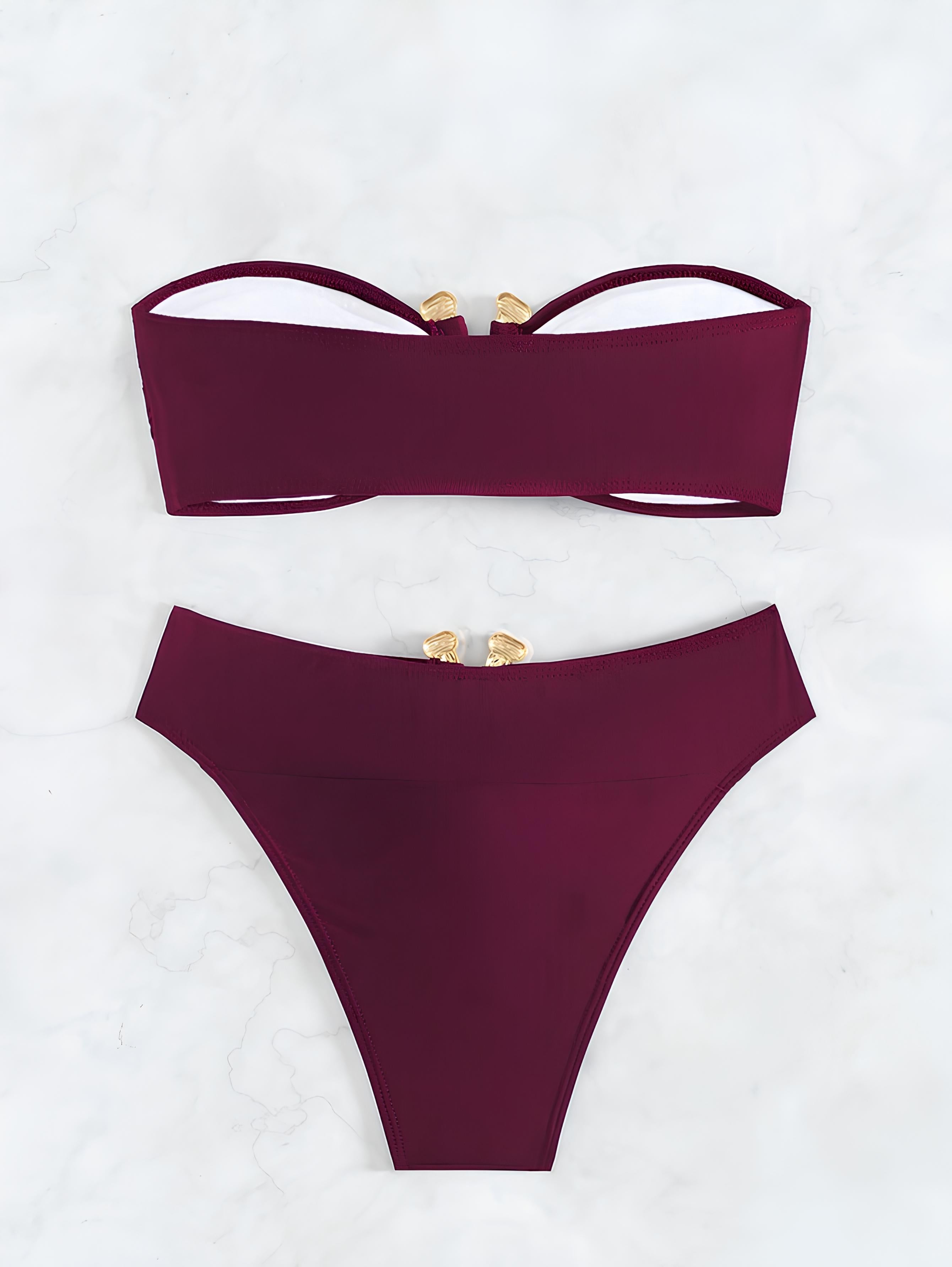 High-Waisted Strapless Bikini With Luxury Rings