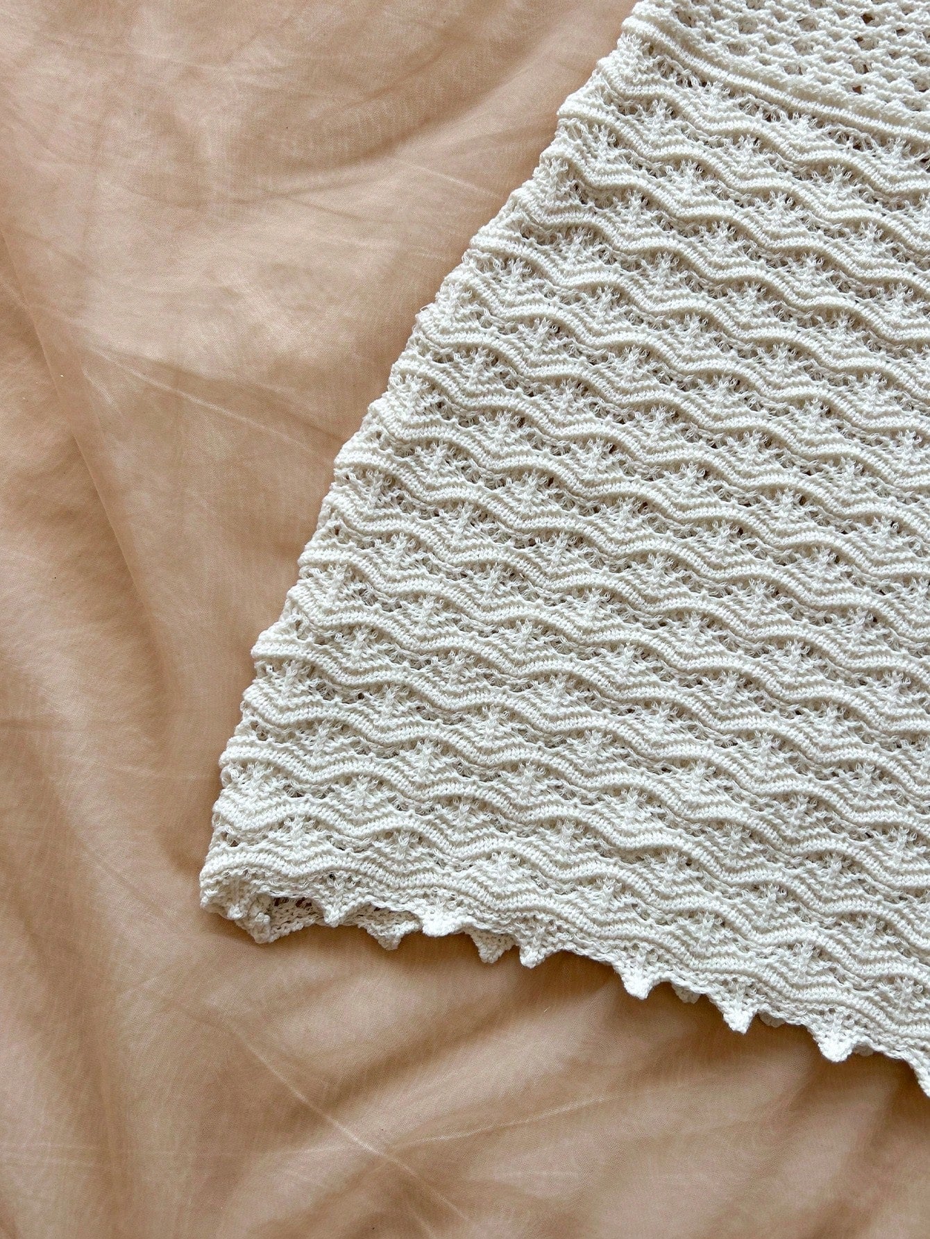 Short Crochet Cover-Up With Deep V-Neckline