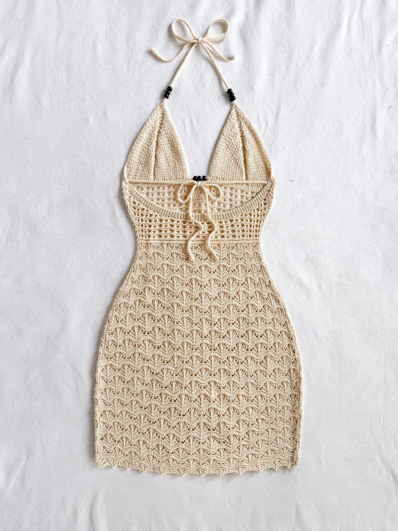 Short Crochet Cover-Up With Deep V-Neckline