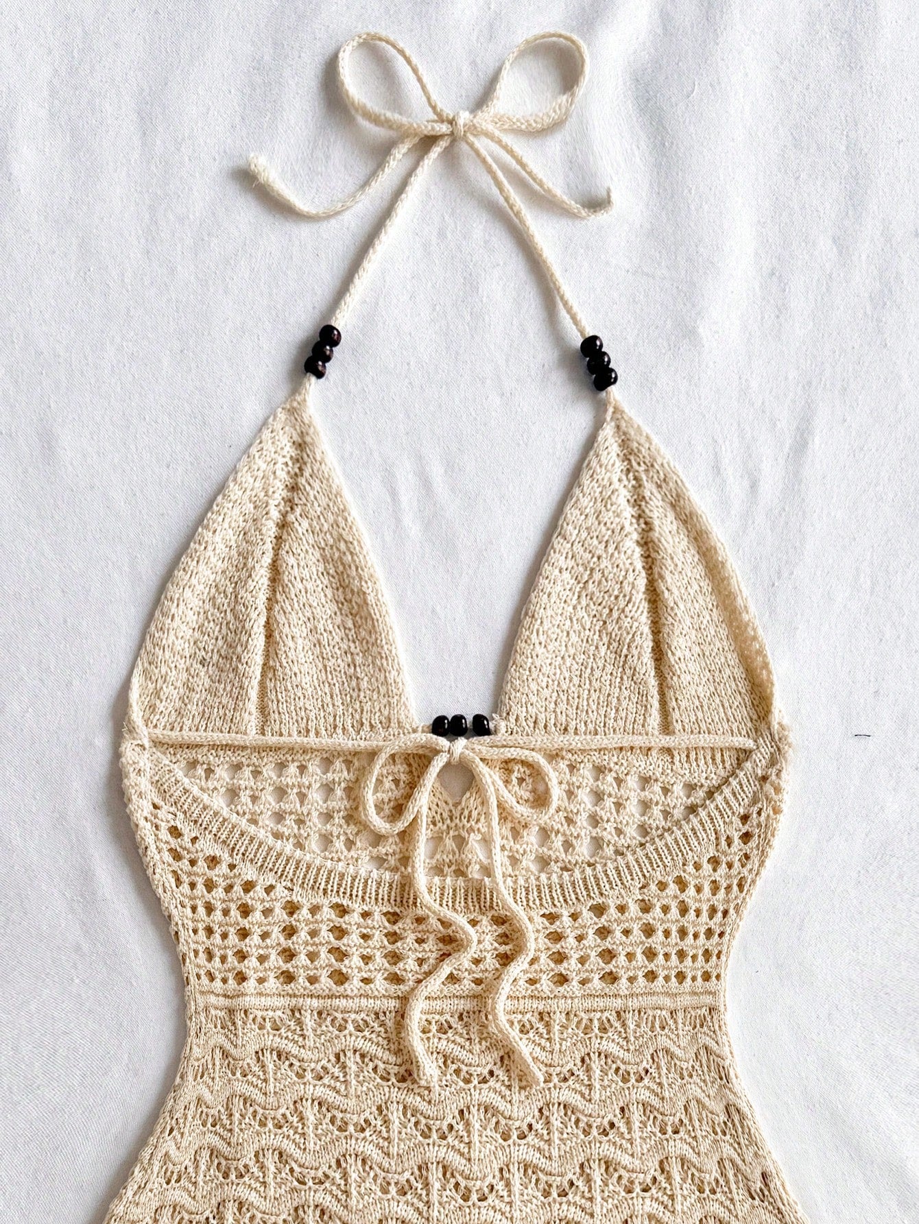 Short Crochet Cover-Up With Deep V-Neckline