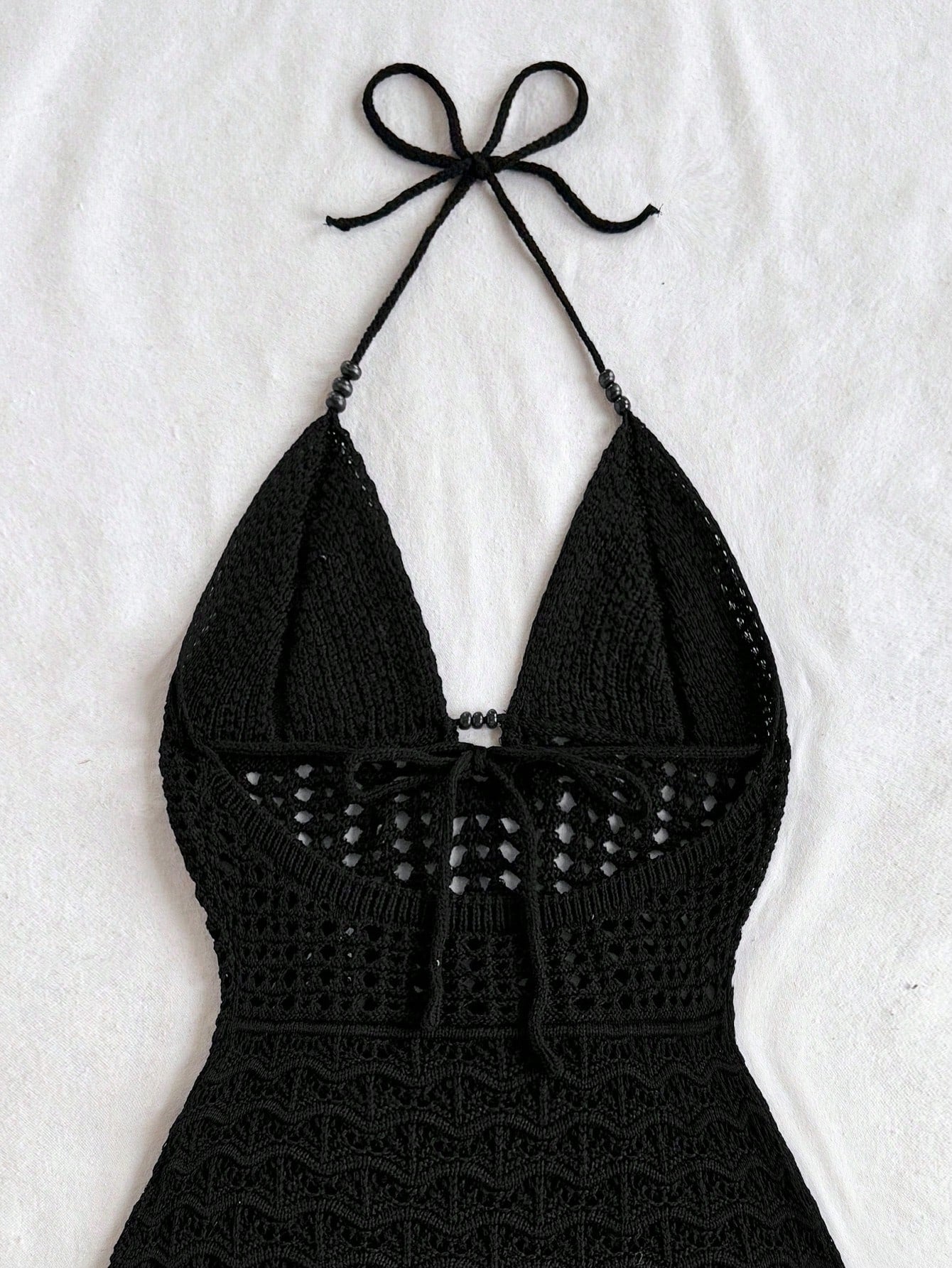 Short Crochet Cover-Up With Deep V-Neckline