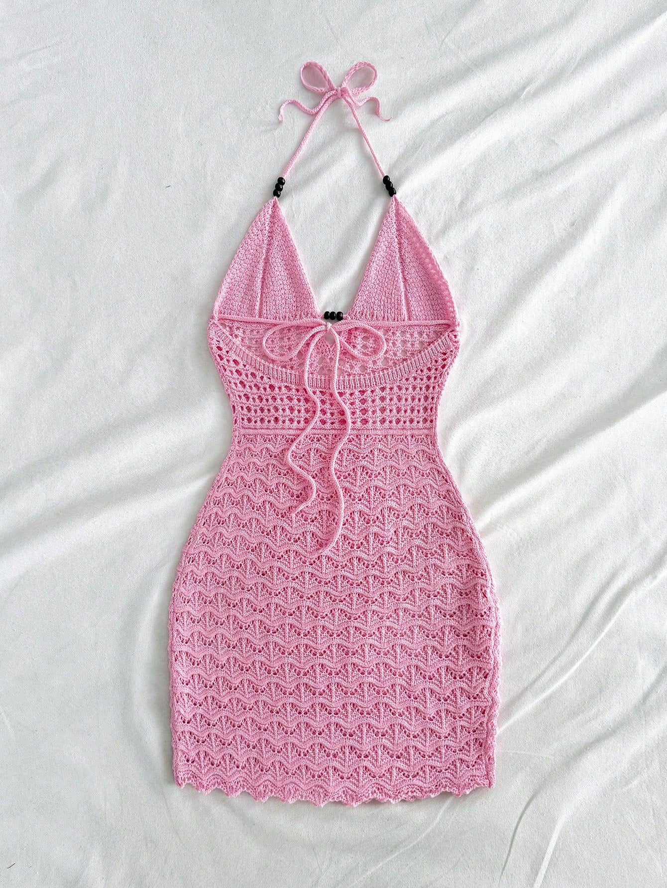 Short Crochet Cover-Up With Deep V-Neckline
