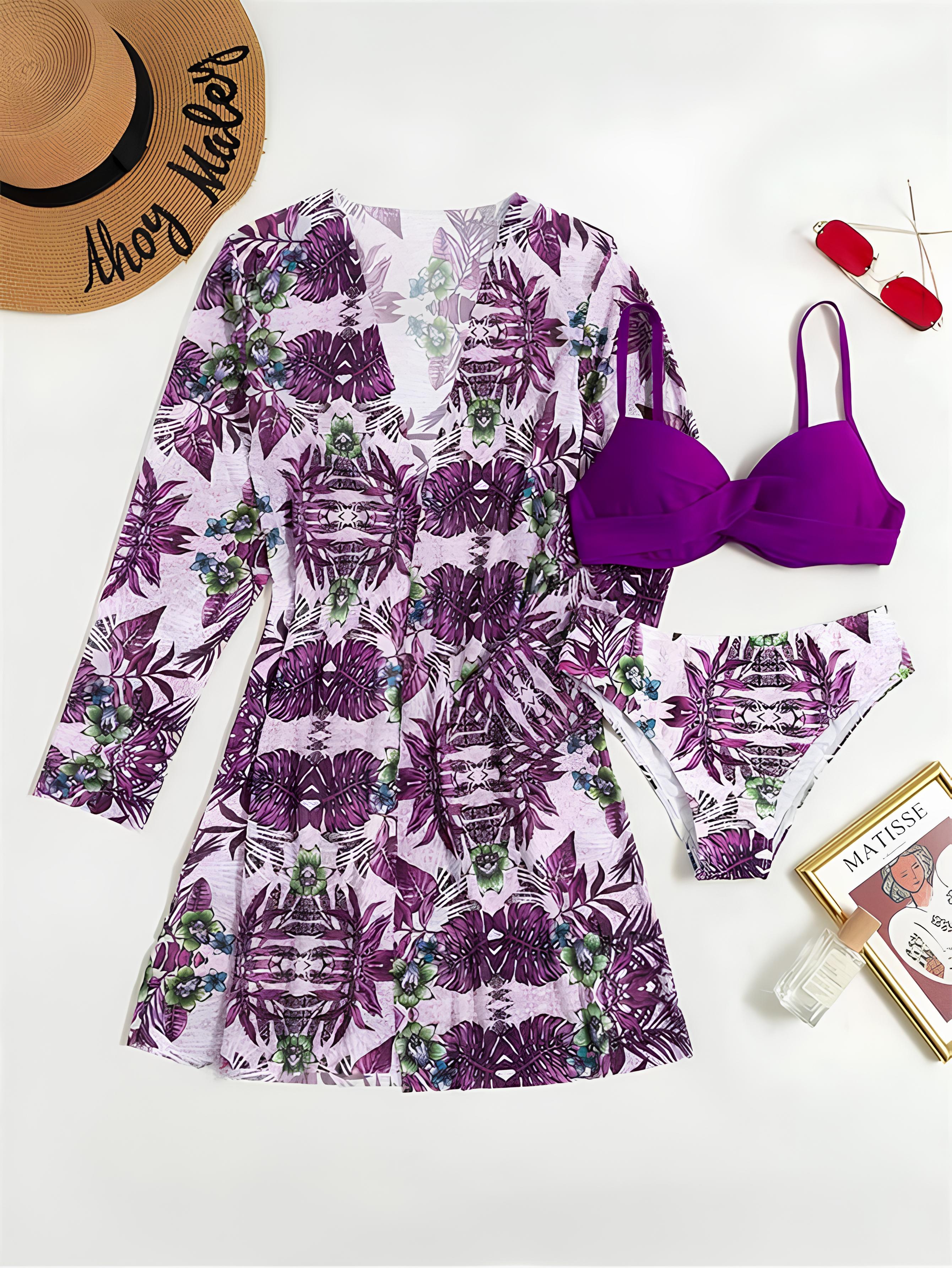 Structured Bikini Set with Tropical Print